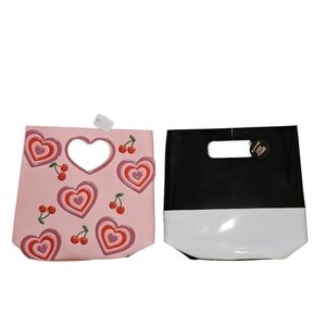 Bath & Body Works Tote Gift Bag Hearts Cherries Pink Valentines Emily In Paris